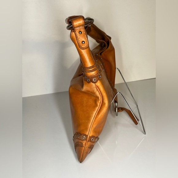 BCBGIRLS Camel leather grommet accent shoulder bag - Picture 6 of 9